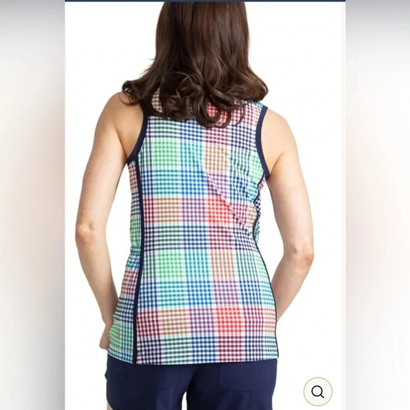 Kinona Make it Snappy Sleeveless Golf Top Vacation Plaid Sun Protection Size XL - Picture 5 of 12